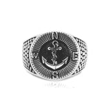 Compass Anchor Dotted Arms Signet Ring